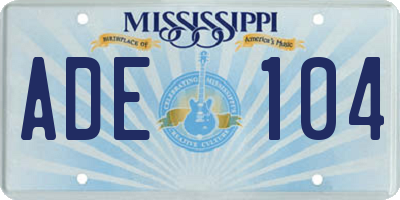 MS license plate ADE104