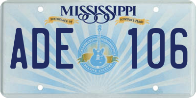 MS license plate ADE106