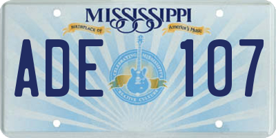 MS license plate ADE107