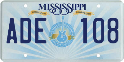 MS license plate ADE108