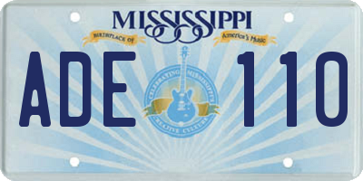 MS license plate ADE110