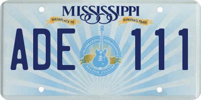 MS license plate ADE111