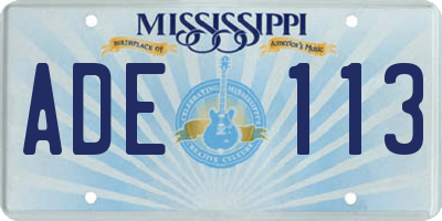 MS license plate ADE113