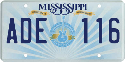 MS license plate ADE116