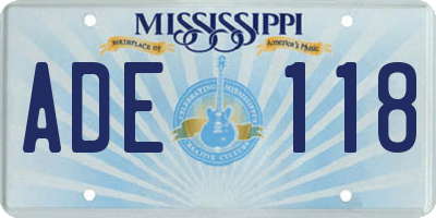 MS license plate ADE118