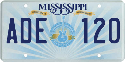 MS license plate ADE120