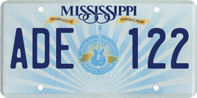 MS license plate ADE122