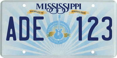 MS license plate ADE123