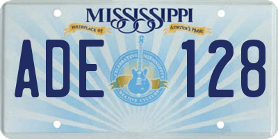 MS license plate ADE128