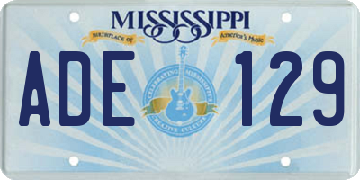 MS license plate ADE129