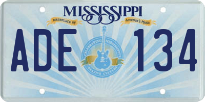 MS license plate ADE134