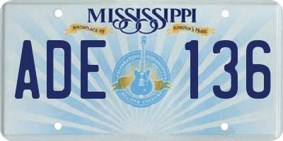 MS license plate ADE136