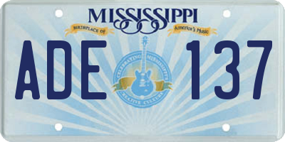 MS license plate ADE137
