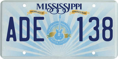 MS license plate ADE138