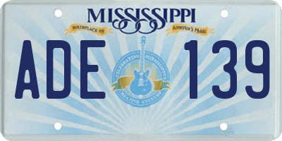 MS license plate ADE139