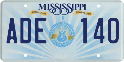MS license plate ADE140