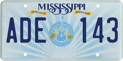 MS license plate ADE143