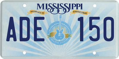 MS license plate ADE150