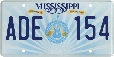 MS license plate ADE154