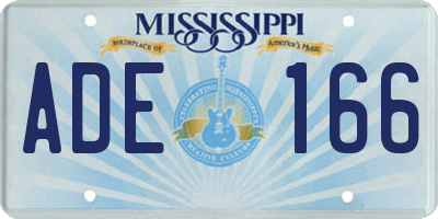 MS license plate ADE166