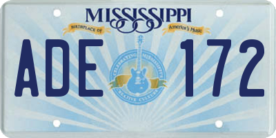 MS license plate ADE172