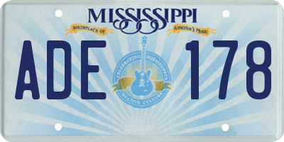 MS license plate ADE178