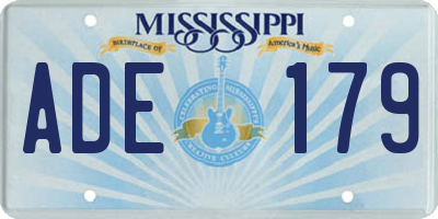 MS license plate ADE179