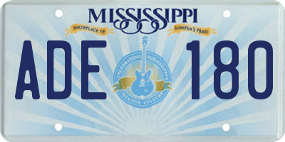 MS license plate ADE180