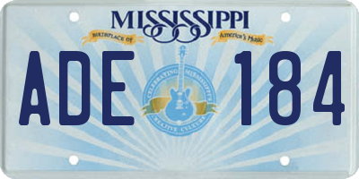 MS license plate ADE184