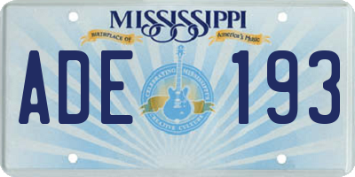 MS license plate ADE193