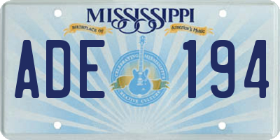 MS license plate ADE194