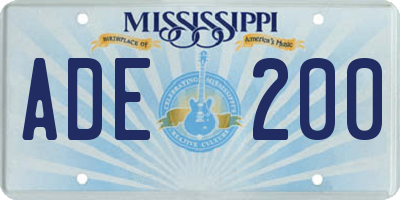 MS license plate ADE200
