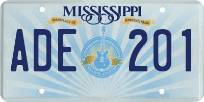 MS license plate ADE201