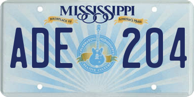 MS license plate ADE204