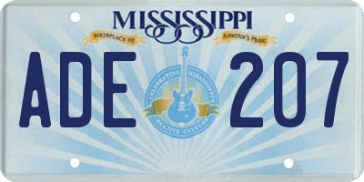 MS license plate ADE207