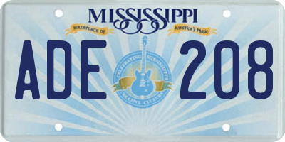 MS license plate ADE208