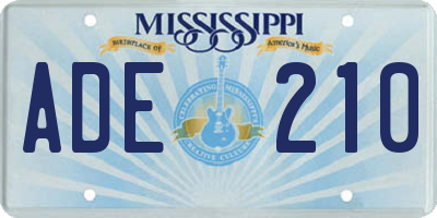 MS license plate ADE210
