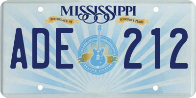 MS license plate ADE212