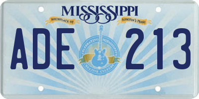 MS license plate ADE213