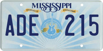 MS license plate ADE215