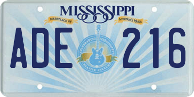 MS license plate ADE216