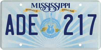 MS license plate ADE217