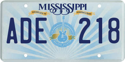 MS license plate ADE218