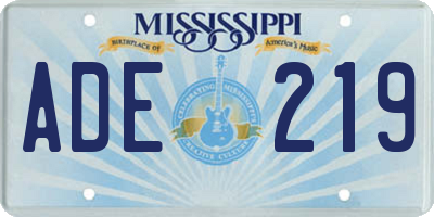 MS license plate ADE219