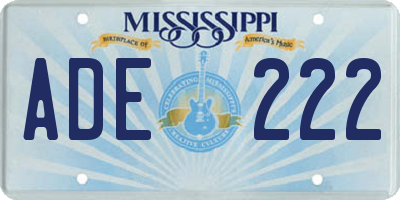 MS license plate ADE222