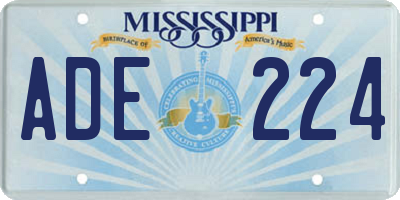 MS license plate ADE224