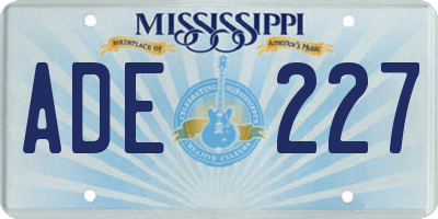 MS license plate ADE227