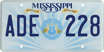 MS license plate ADE228