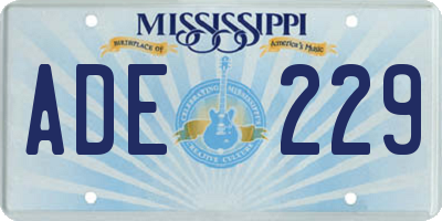 MS license plate ADE229