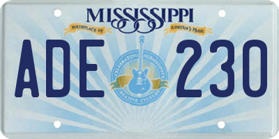 MS license plate ADE230